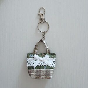 Elegant Green and Cream Mini Bag Keychain